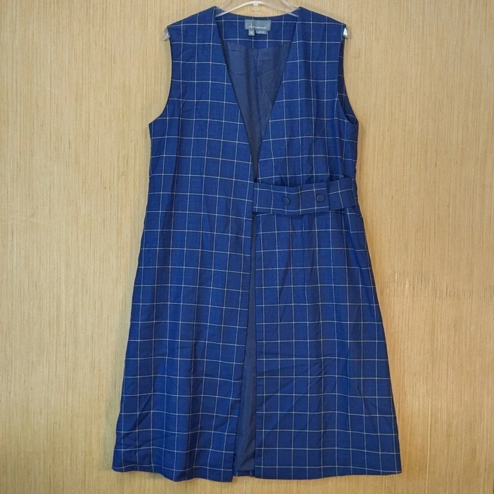 Anthropologie Preppy Old Money Quiet Luxury Longline Menswear Vest One size Blue